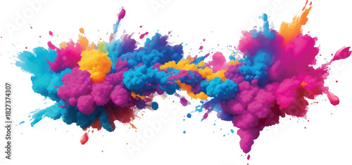 Colorful powder explosion vibrant holi festival celebration abstract background for creative design projects