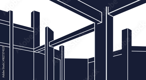 Abstract architectural structure with strong lines and minimalist design.