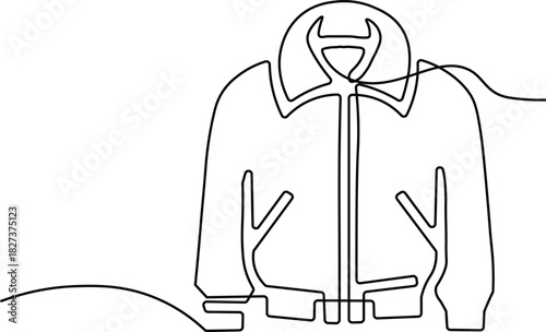 Continuous one line art drawing of a minimalist style clothing apparel outline vector illustration. One line drawing of Jacket.
