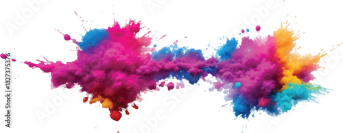 Colorful powder explosion vibrant holi festival celebration abstract design element on white background