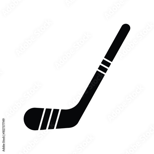 Black silhouette of a hockey stick on a white background
