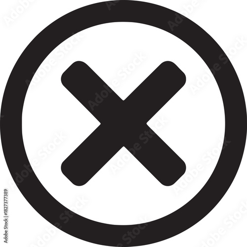 Black cross symbol inside a circle icon representing error, close, or delete function