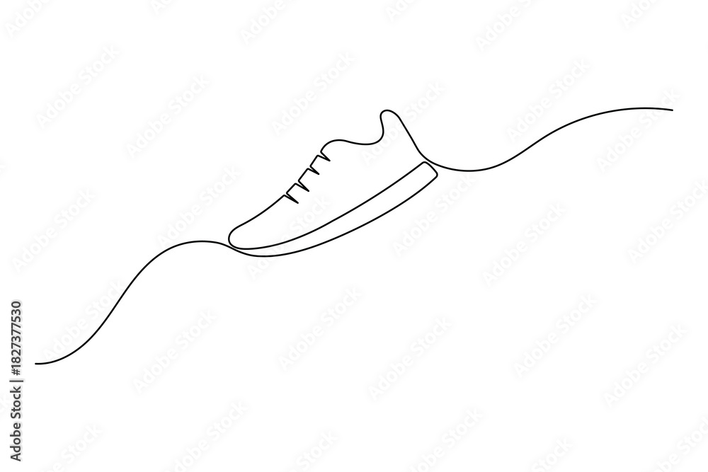 Obraz premium Continuous one line drawing of a sneaker. sport shoe icon. Minimalist running shoe illustration