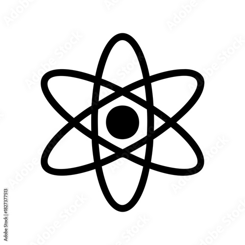 Stylized Atom Icon Depicting Atomic Structure and Scientific Symbolism in Physics
