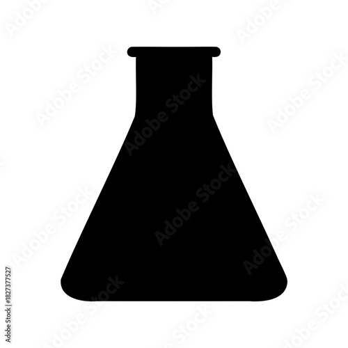 Silhouette of Erlenmeyer flask, a laboratory glass for chemical experiments and analysis
