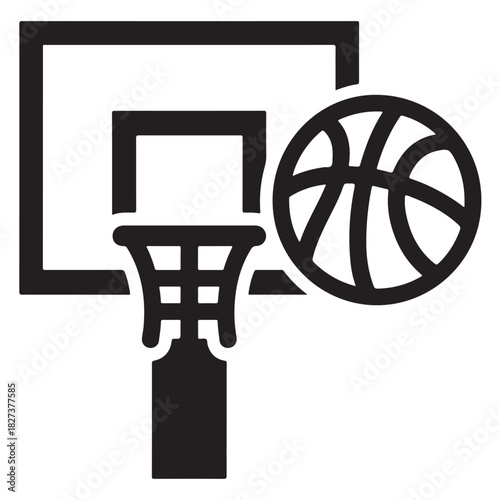 Basketball hoop and ball icon simple vector illustration for sports design isolated on white background