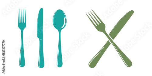 Restaurant Cutlery Icon Set. Vector illustration against a white background
