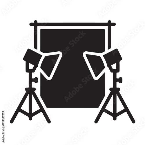 Studio lighting setup icon vector illustration of photography equipment isolated on white background
