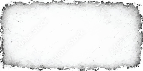 Distressed paper frame with grunge texture a vintage border for photos and text isolated on white background