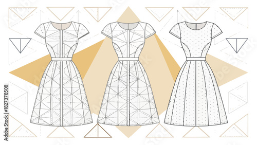 Chic dress designs for your collection, showcasing elegant style and modern flair, perfect for fashion design projects and creative apparel development
