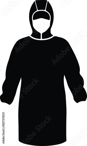 Illustration healthcare worker wearing full protective gear silhouette vector
