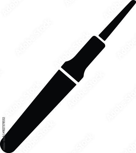 Illustration eyeliner brush for makeup application black silhouette vector