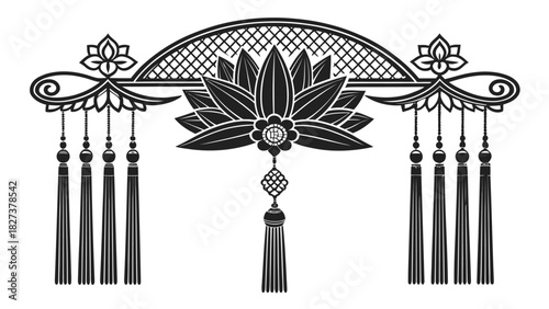 Elegant lotus blossom with tassels, a timeless floral design showcasing serenity and grace, perfect for adding a touch of sophistication to any project