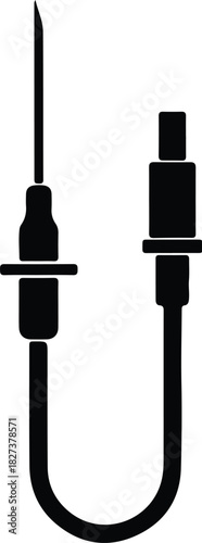 Illustration intravenous catheter medical equipment black silhouette vector