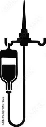 Illustration IV drip system medical equipment silhouette vector