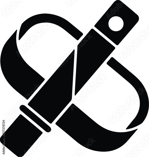 Illustration scalpel blade intertwining with ribbon abstract concept silhouette vector