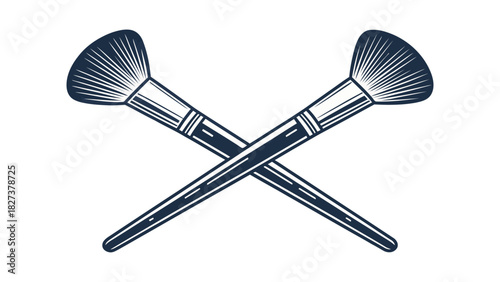 Chic crossed makeup brushes lend an artistic flair, ideal for beauty blogs, cosmetic promotions, and modern designs, adding a touch of elegance and style