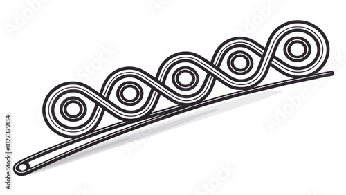 Elegant black and white hair clip design with swirling geometric pattern, perfect for modern hairstyles and fashion accessories, originally a scalable vector graphic