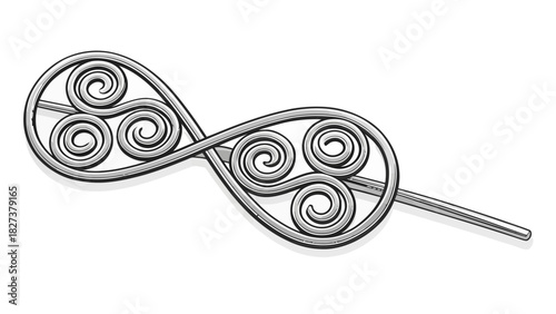 Elegant Celtic hair pin accessory with spiral design, a symbol of Irish heritage and stylish fashion, perfect for adding a touch of vintage charm