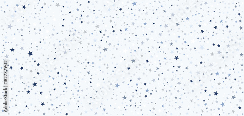 Blue Star Pattern on White Background. Celestial Design with Varying Star Sizes for Nursery Wallpaper, Wrapping Paper, Festive Decor, Space-Themed Graphics, and Whimsical Celebration Projects