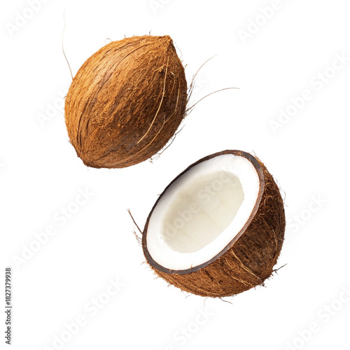 Falling coconut, isolated on transparent background

