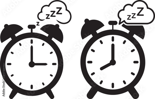 Two alarm clocks sleeping silhouette
