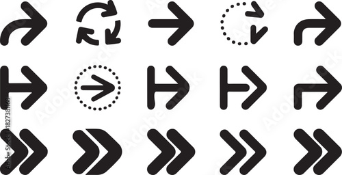 Diverse collection of arrows in various styles and colors for design projects and presentations