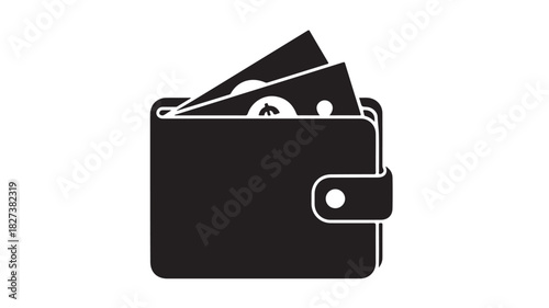 Wallet with money icon simple flat vector illustration for finance and business concepts isolated on white background