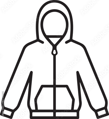Stylish hoodie outline for fashion design, apparel mockups, and modern streetwear concepts, ideal for e-commerce and clothing brand illustrations