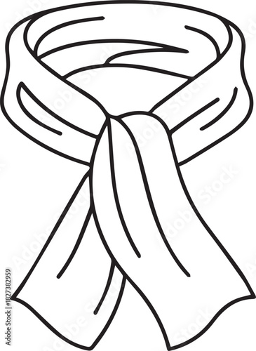 Stylish neckwear fashion accessory, a classic scarf gracefully draped for warmth and style, elegant tie with flowing ends, versatile winter apparel illustration