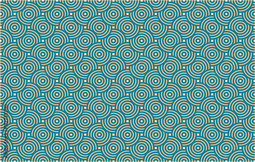 【幾何学模様】同心円の連続パターン 背景素材 | レトロポップでモダンな円のシームレスデザイン