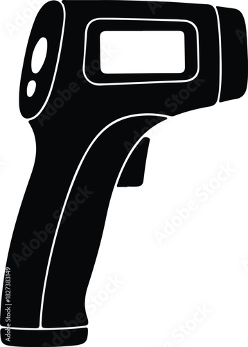 Illustration digital infrared thermometer medical equipment black silhouette vector
