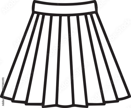Stylish pleated skirt illustration for fashion designs and apparel mockups. Perfect for textile patterns and clothing store promotions. Vector design element.