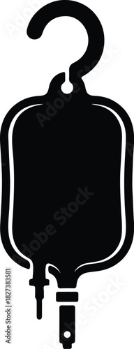 Illustration Infusion bag hanging on the hook silhouette vector