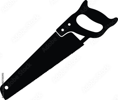 Illustration of a hand saw carpentry tool black silhouette vector