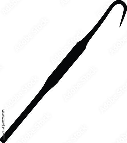 Illustration of a rug hooking tool in black silhouette vector