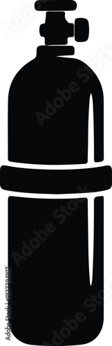 Illustration oxygen cylinder for medical use black silhouette vector