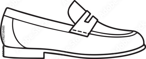 Crisp line art of a classic leather loafer shoe, showcasing timeless style and elegance for fashion designs or minimalist presentations with a modern twist