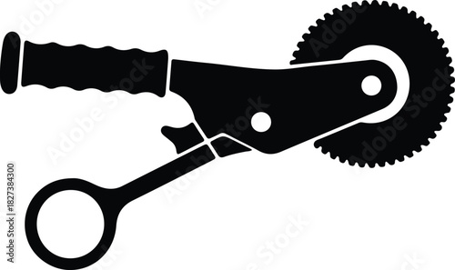 Illustration rotary cutter tool for sewing and crafting silhouette vector