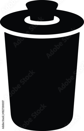 Illustration simple black trash can recycle bin silhouette vector