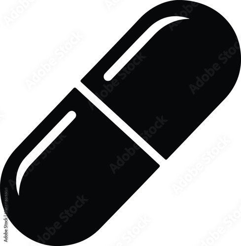 Illustration simple capsule pill medical treatment silhouette vector