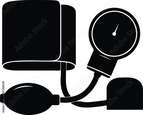 Illustration sphygmomanometer medical device measuring blood pressure silhouette vector