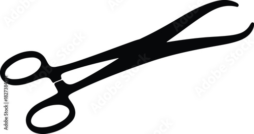 Illustration surgical clamp medical instrument outline silhouette vector