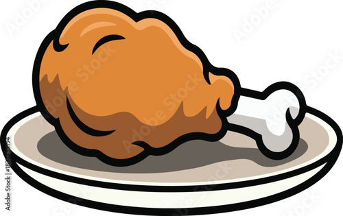 Fried chicken leg on a plate crispy and delicious meal