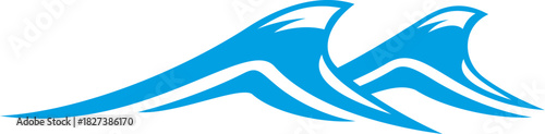 Blue wave icon of sea and ocean ripple water or tide surfs, vector symbol. Water waves of sea tide ripple or ocean surf flow with stormy waves for marine sailing, swimming or nautical design
