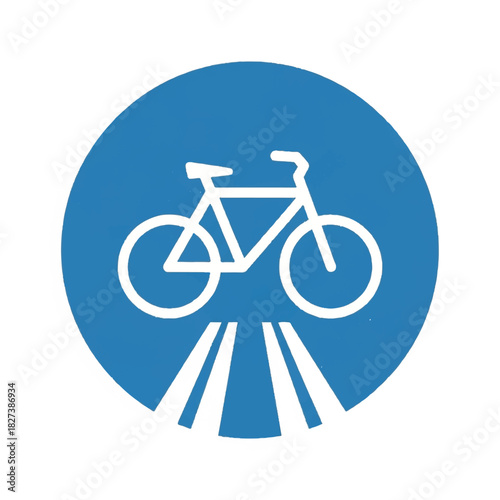 Bicycle Lane Sign Indicating a Dedicated Cycling Path on the Road.