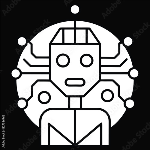 Artificial Intelligence line icon on black