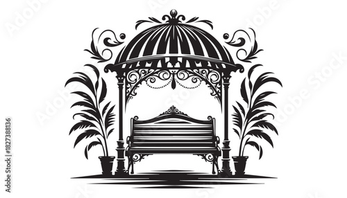 black color furniture silhouette vector illustration, solid white background