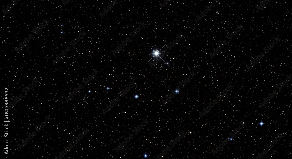Obraz premium A distant celestial object with a bright nucleus and a faint tail glows against a vast black expanse filled with countless tiny stars
