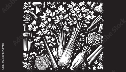 black color vegetable food silhouette vector illustration, solid white background